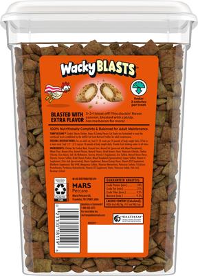 Show full view: Temptations Wacky Blasts Cluckin’ Bacon Flavor Crunchy Cat Treats, 16-oz pouch slide 3 of 10