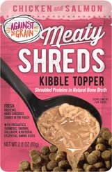 Against the Grain Shreds Slow Cooked Shredded Chicken & Salmon Kibble Recovery Flax Free Dog Food Topper, 2.8-oz pouch, case of 24