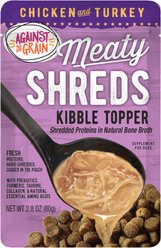 Against the Grain Shreds Slow Cooked Shredded Chicken & Turkey Kibble Topper Sensitive Digestion Pea Free Wet Dog Food Topper, 2.8-oz pouch, case of 24