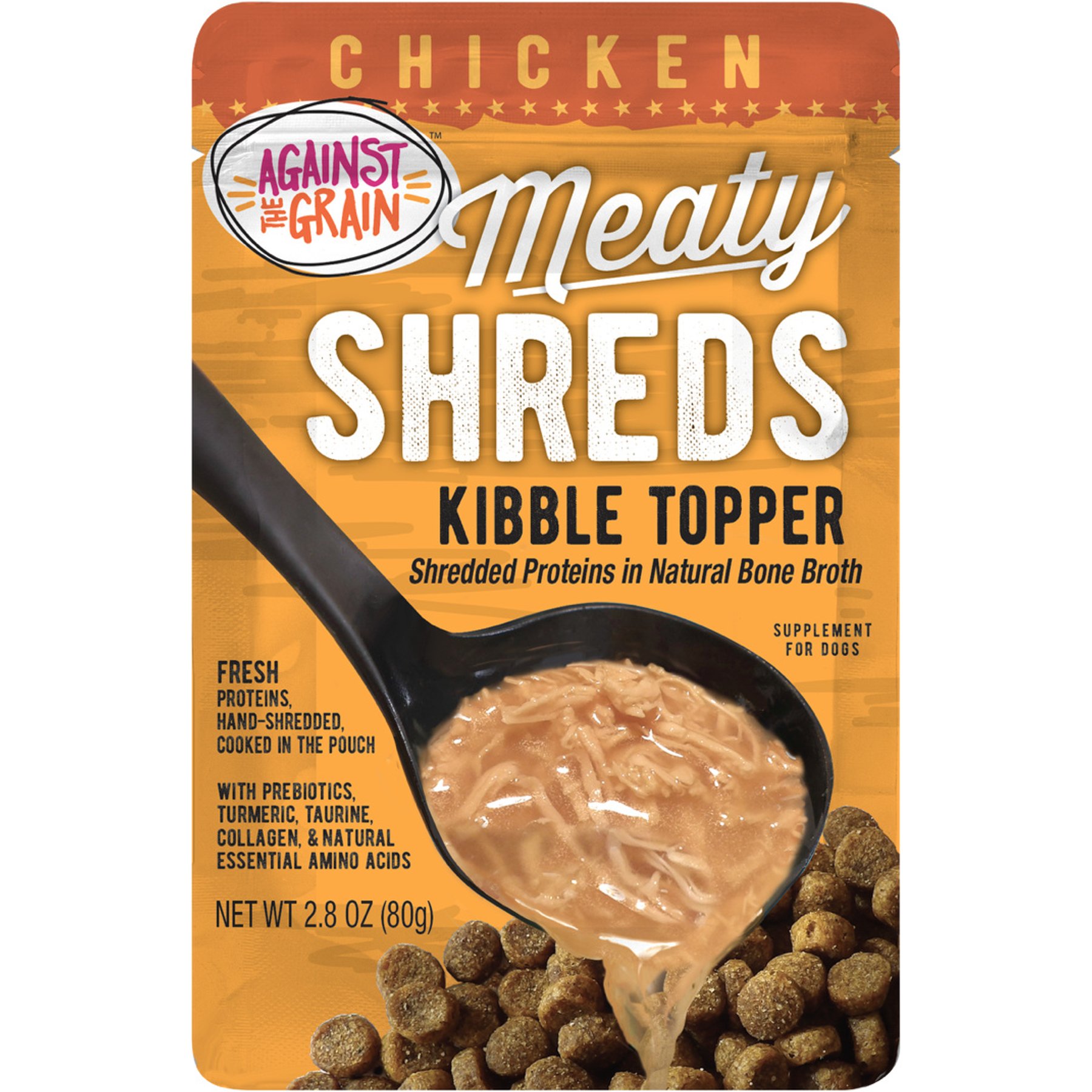 Against the Grain Shreds Slow Cooked Shredded Chicken Kibble Urinay Tract Health Gluten Free Dog Food Topper, 2.8-oz pouch, case of 12