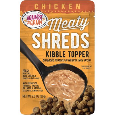 Against the Grain Against the Grain Shreds Slow Cooked Shredded Chicken Kibble Urinay Tract Health Gluten Free Dog Food Topper, 2.8-oz pouch, case of 12