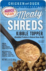 Against the Grain Shreds Slow Cooked Shredded Chicken & Duck Kibble Kidney Care Limited Ingredient Diet Dog Food Topper, 2.8-oz pouch, case of 24
