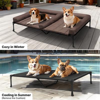 Show full view: Veehoo Double Dog Elevated Dog Bed, Brown, X-Large slide 7 of 10