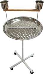 YML PS22SS 22-in Stainless Steel Parrot Stand Bird Perch with Cups slide 2 of 3