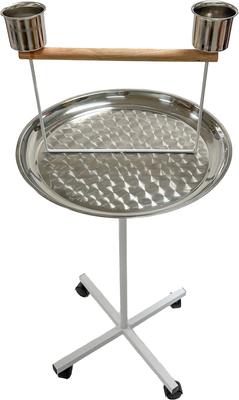 Show full view: YML PS22SS 22-in Stainless Steel Parrot Stand Bird Perch with Cups slide 2 of 3