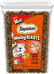 Temptations Wacky Blasts Cluckin’ Bacon Flavor Crunchy Cat Treats, 16-oz pouch
