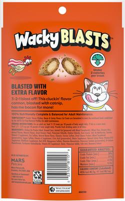 Show full view: Temptations Wacky Blasts Cluckin’ Bacon Flavor Crunchy Cat Treats, 3-oz pouch slide 3 of 10