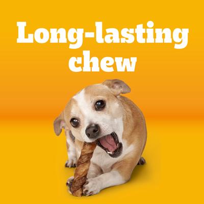 Show full view: Pedigree Twisty Chews Chicken & Beef Flavor Long-Lasting Hard Chew Dog Treats, Small, 9.17-oz pouch, 4 count slide 5 of 9