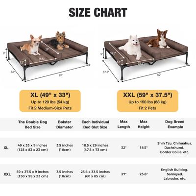 Show full view: Veehoo Cooling Raised Elevated Double Dog Bed, XX-Large, Brown slide 3 of 9