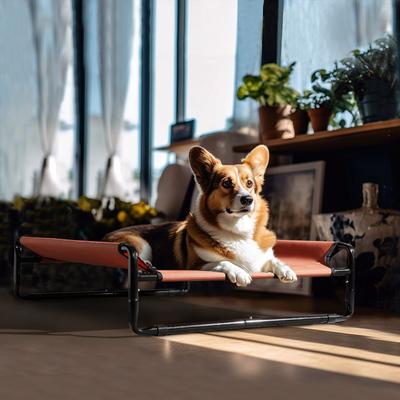 Show full view: Veehoo Original Cooling Elevated Dog Bed, Red, Medium slide 7 of 8