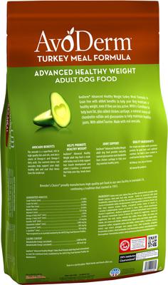 Show full view: AvoDerm Advanced Healthy Weight Turkey Meal Formula Grain-Free Dry Dog Food, 24-lb bag slide 4 of 9