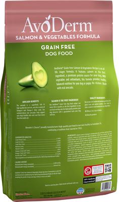 Show full view: AvoDerm Natural Grain-Free Salmon & Vegetables Formula All Life Stages Dry Dog Food, 24-lb bag slide 4 of 10
