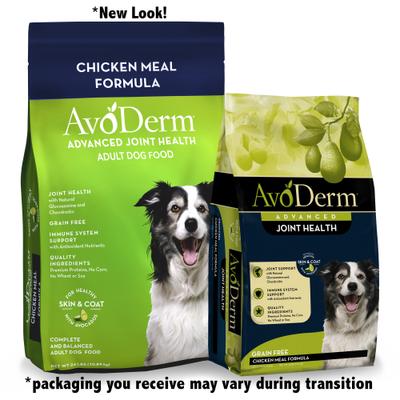 Show full view: AvoDerm Advanced Joint Health Chicken Meal Formula Grain-Free Dry Dog Food, 24-lb bag slide 3 of 11