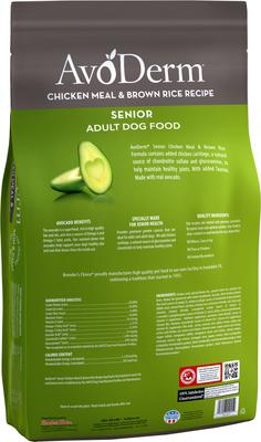 Show full view: AvoDerm Senior Chicken Meal & Brown Rice Recipe Dry Dog Food, 26-lb bag slide 4 of 9