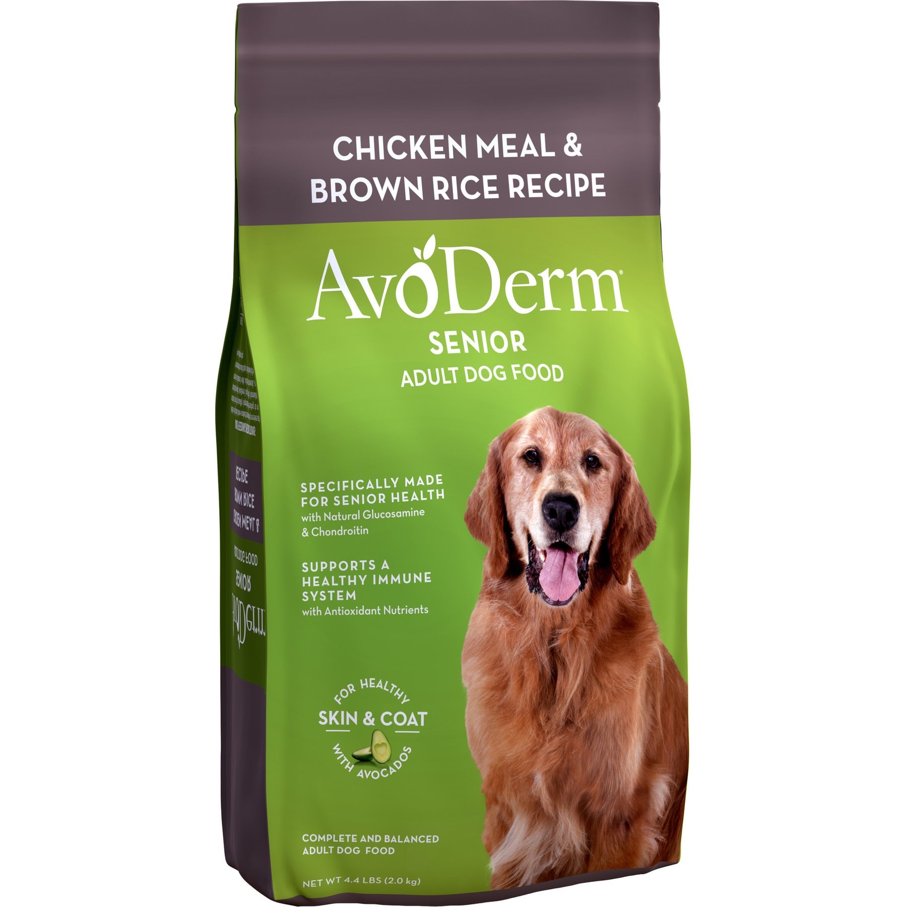 AvoDerm Natural Chicken & Brown Rice Senior Dry Dog Food, 4.4-lb bag