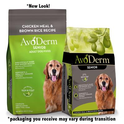 Show full view: AvoDerm Senior Chicken Meal & Brown Rice Recipe Dry Dog Food, 4.4-lb bag slide 3 of 9