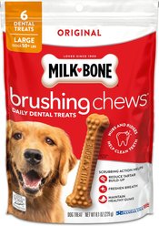 Milk-Bone Brushing Chews Large Original Chicken Flavored Daily Dental Dog Treats, 6 count