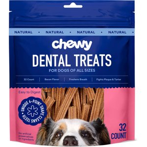 Chewy Natural Bacon Flavor Dental Chew Dog Treats (FORMERLY TRUE ACRE FOODS), 32 count