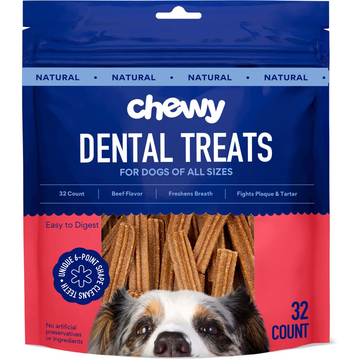 Chewy Made Natural Beef Flavor Dental Chew Dog Treats (FORMERLY TRUE ACRE FOODS), 32 count