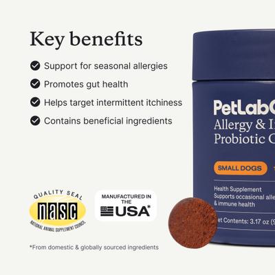 Show full view: PetLabCo. Allergy Immune Probiotic Chew Allergy Supplement for Small Dogs, 30 count slide 4 of 9