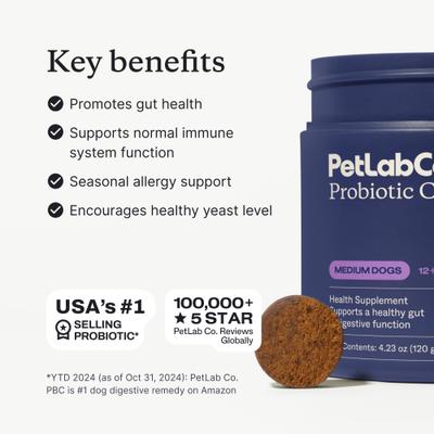 Show full view: Pet Lab Co. Probiotics Pork Flavored Soft Chew Supplement for Medium Dogs, 30 count slide 4 of 8