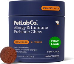 PetLabCo. Allergy Immune Probiotic Chew Allergy Supplement for Medium Dogs, 30 count