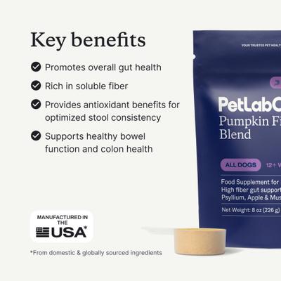 Show full view: PetLabCo. Pumpkin Flavored Digestive Aid Powder Supplement for Dogs, 8-oz pouch slide 3 of 9