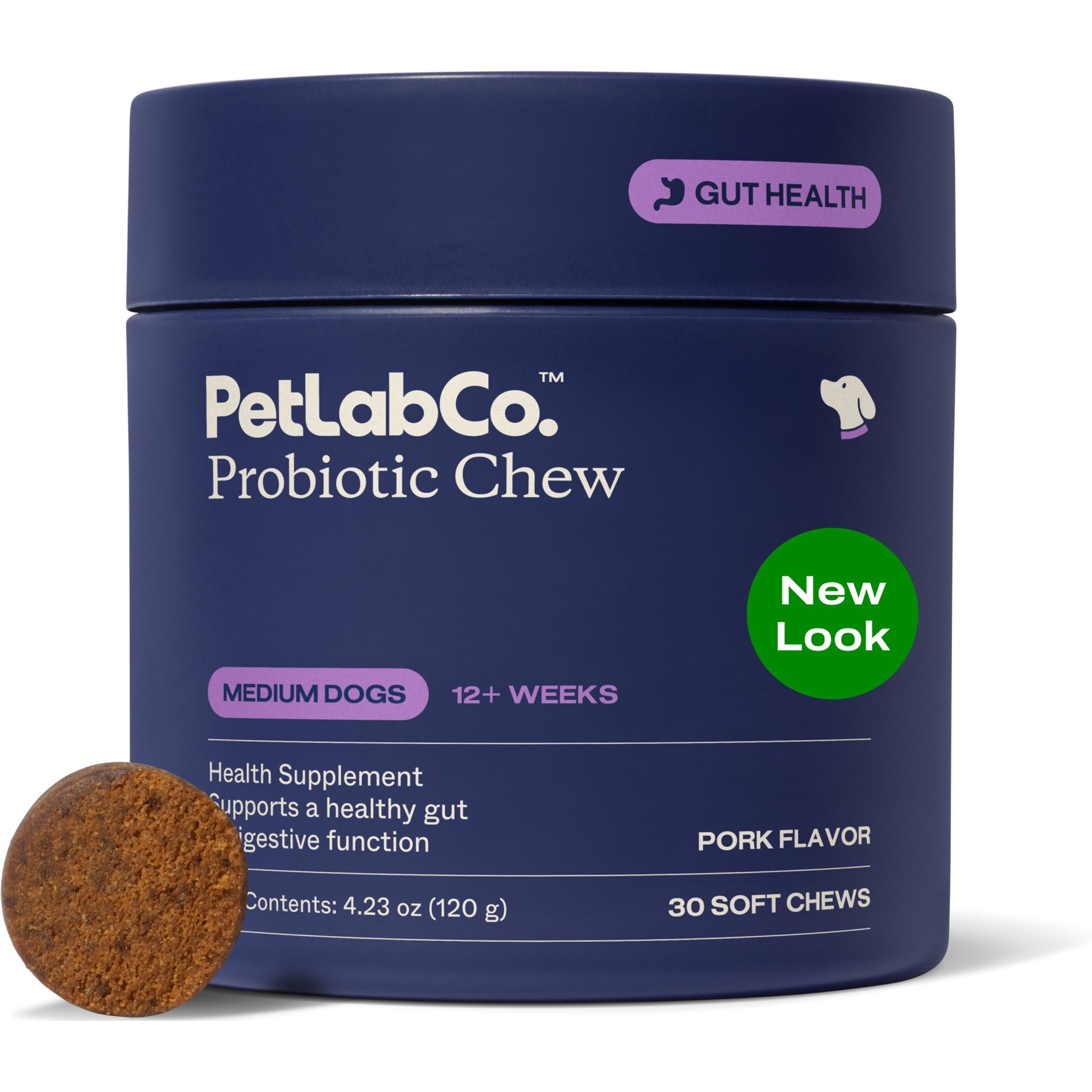 PetLab Co. Probiotics Pork Flavored Soft Chew Supplement for Medium Dogs, 30 count