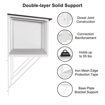 Show full view: LovMor Metal Window Catio Waterproof Roof Cat Perch with Insect Net, 43.3 x 22.83 x 46.49-in, White slide 7 of 7