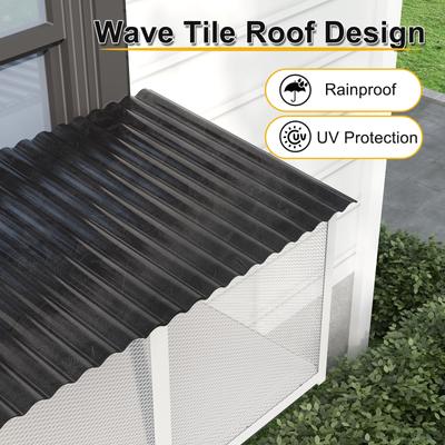 Show full view: LovMor Metal Window Catio Waterproof Roof Cat Perch with Insect Net, 43.3 x 22.83 x 46.49-in, White slide 4 of 7