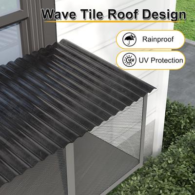 Show full view: LovMor Metal Window Catio Waterproof Roof Cat Perch with Insect Net, 43.3 x 22.83 x 46.49-in, Grey slide 4 of 7