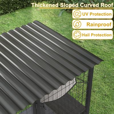 Show full view: LovMor Metal Catio Outdoor Waterproof Roof Cat Enclosure with Platforms & Hammocks, 70.1 x 21.65 x 61-in, Black slide 5 of 8