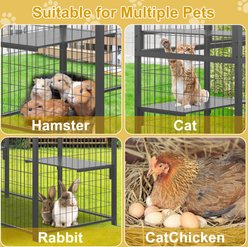 LovMor Metal Catio Outdoor Waterproof Roof Cat Enclosure with Platforms & Hammocks, 70.1 x 21.65 x 61-in, Grey slide 2 of 8