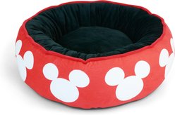 Buckle-Down Disney Mickey Mouse Ears Icon Donut Pillow Dog Bed, Red, 18.5 x 18.5-in