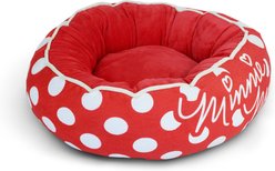 Buckle-Down Disney Minnie Mouse Script & Polka Dot Donut Pillow Dog Bed, Red, 18.5 x 18.5-in slide 2 of 4
