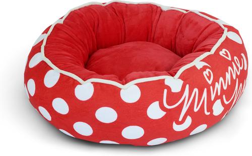 Show full view: Buckle-Down Disney Minnie Mouse Script & Polka Dot Donut Pillow Dog Bed, Red, 18.5 x 18.5-in slide 2 of 4