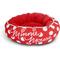 Show in main carousel: Buckle-Down Disney Minnie Mouse Script & Polka Dot Donut Pillow Dog Bed, Red, 18.5 x 18.5-in slide 1 of 4