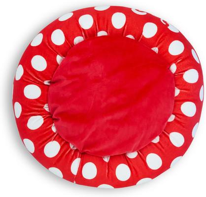Show full view: Buckle-Down Disney Minnie Mouse Script & Polka Dot Donut Pillow Dog Bed, Red, 18.5 x 18.5-in slide 4 of 4