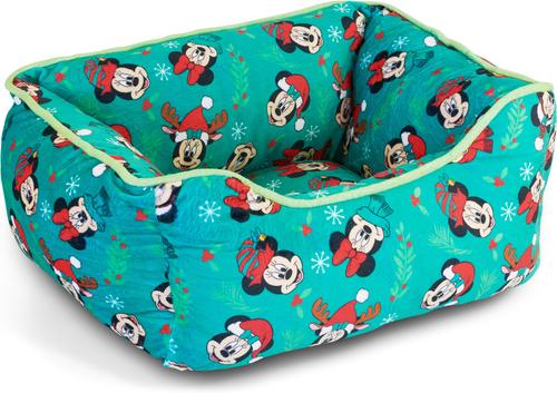 Show full view: Buckle-Down Disney Holiday Mickey & Minnie Expressions Scattered Cuddler Pillow Dog Bed, Green, 20 x 15-in slide 3 of 5