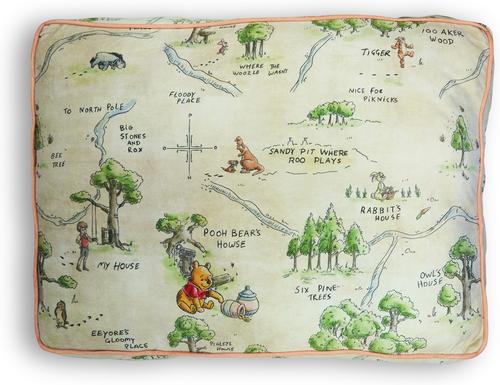 Show full view: Buckle-Down Disney Winnie the Pooh Hundred Acre Wood Map Rectangle Gusset Pillow Dog Bed, Beige, 34 x 24-in slide 3 of 3