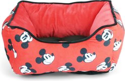 Buckle-Down Disney Mickey Mouse Expressions Scattered Cuddler Pillow Dog Bed, Red, 20 x 15-in