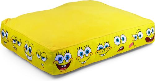 Show full view: Buckle-Down Nickelodeon SpongeBob SquarePants Expressions Rectangle Gusset Pillow Dog Bed, Yellow, 34 x 24-in slide 2 of 3