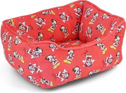 Buckle-Down Disney Holiday Santa Mickey & Minnie Poses Scattered Cuddler Pillow Dog Bed, Red, 20 x 15-in slide 2 of 4