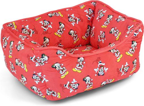 Show full view: Buckle-Down Disney Holiday Santa Mickey & Minnie Poses Scattered Cuddler Pillow Dog Bed, Red, 20 x 15-in slide 2 of 4