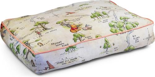 Show full view: Buckle-Down Disney Winnie the Pooh Hundred Acre Wood Map Rectangle Gusset Pillow Dog Bed, Beige, 34 x 24-in slide 2 of 3