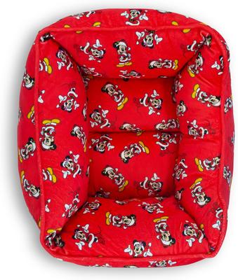 Show full view: Buckle-Down Disney Holiday Santa Mickey & Minnie Poses Scattered Cuddler Pillow Dog Bed, Red, 20 x 15-in slide 3 of 4