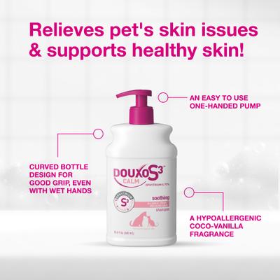 Show full view: Douxo S3 CALM Soothing Itchy, Hydrated Skin Dog & Cat Shampoo, 16.9-fl oz bottle slide 6 of 11