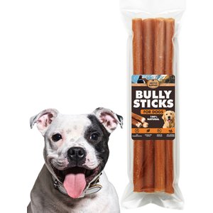 Brutus & Barnaby 12-Inch Single Ingredient High Protein & Rawhide-Free Bully Sticks Dog Chews, 4 count