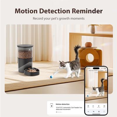 Show full view: IMIPAW 2.4G WiFi Automatic Timed Cat Feeder with Camera, 3-L slide 4 of 10