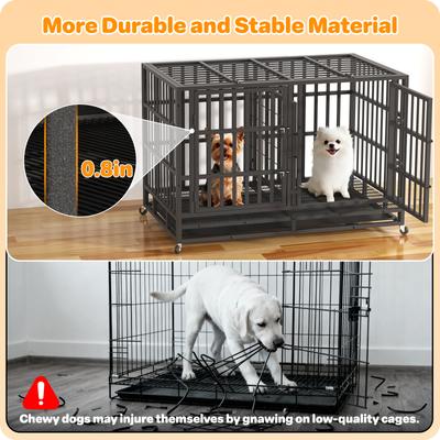Show full view: Xbrigh Three-Door Dual-Compartment Dog Crate, Black, Large: 48 inch slide 5 of 7